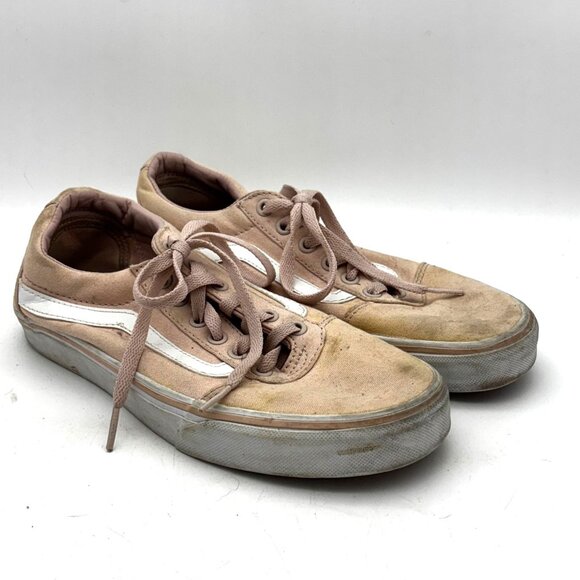 Vans Womens Old Skool Sneakers Size 8.5 Pink Canvas Lace Up Skate Shoes Low Top - Picture 1 of 7